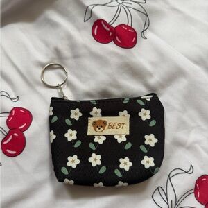 Black Floral Coin Pouch